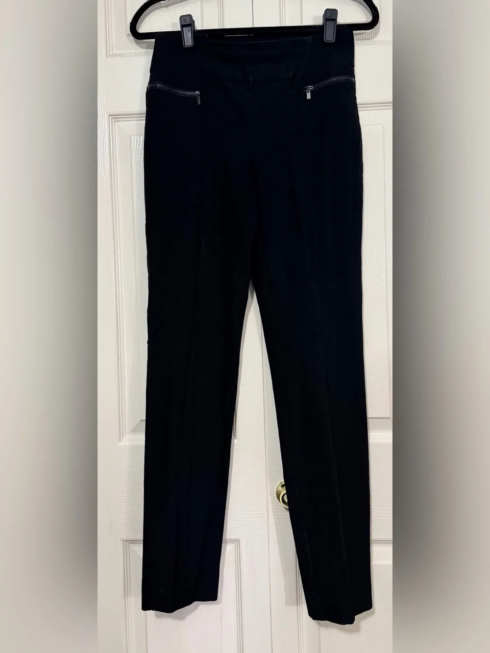 Style & Co. Black Straight-Leg Zip Detail Pants